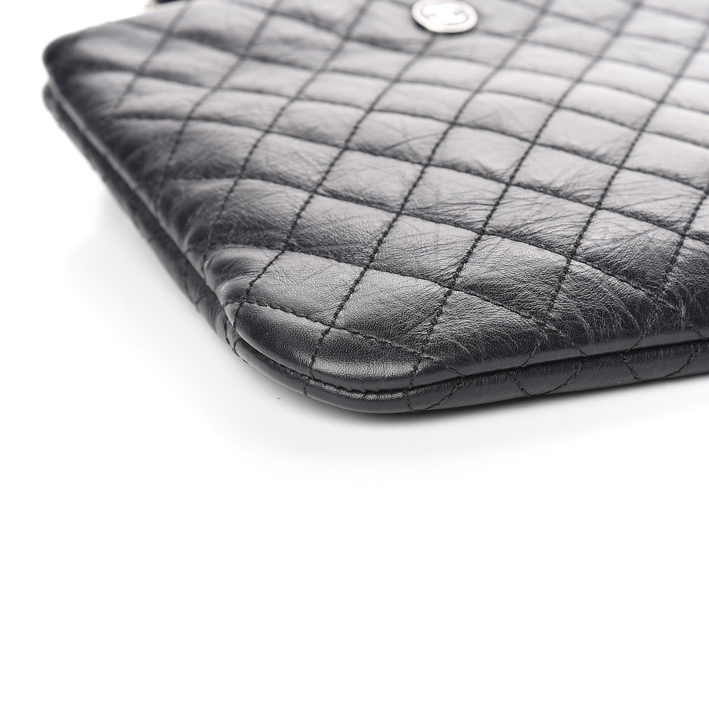 Aged Calfskin Quilted Crossbody Bag Black