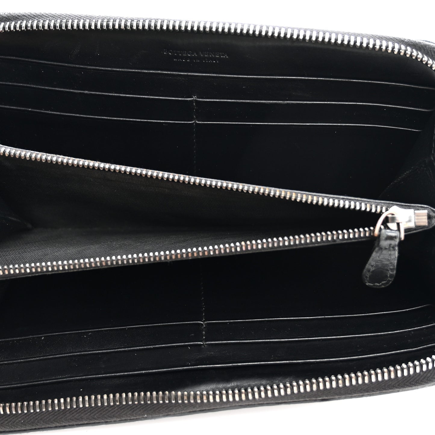 Nappa Intrecciato Zip Around Wallet Black