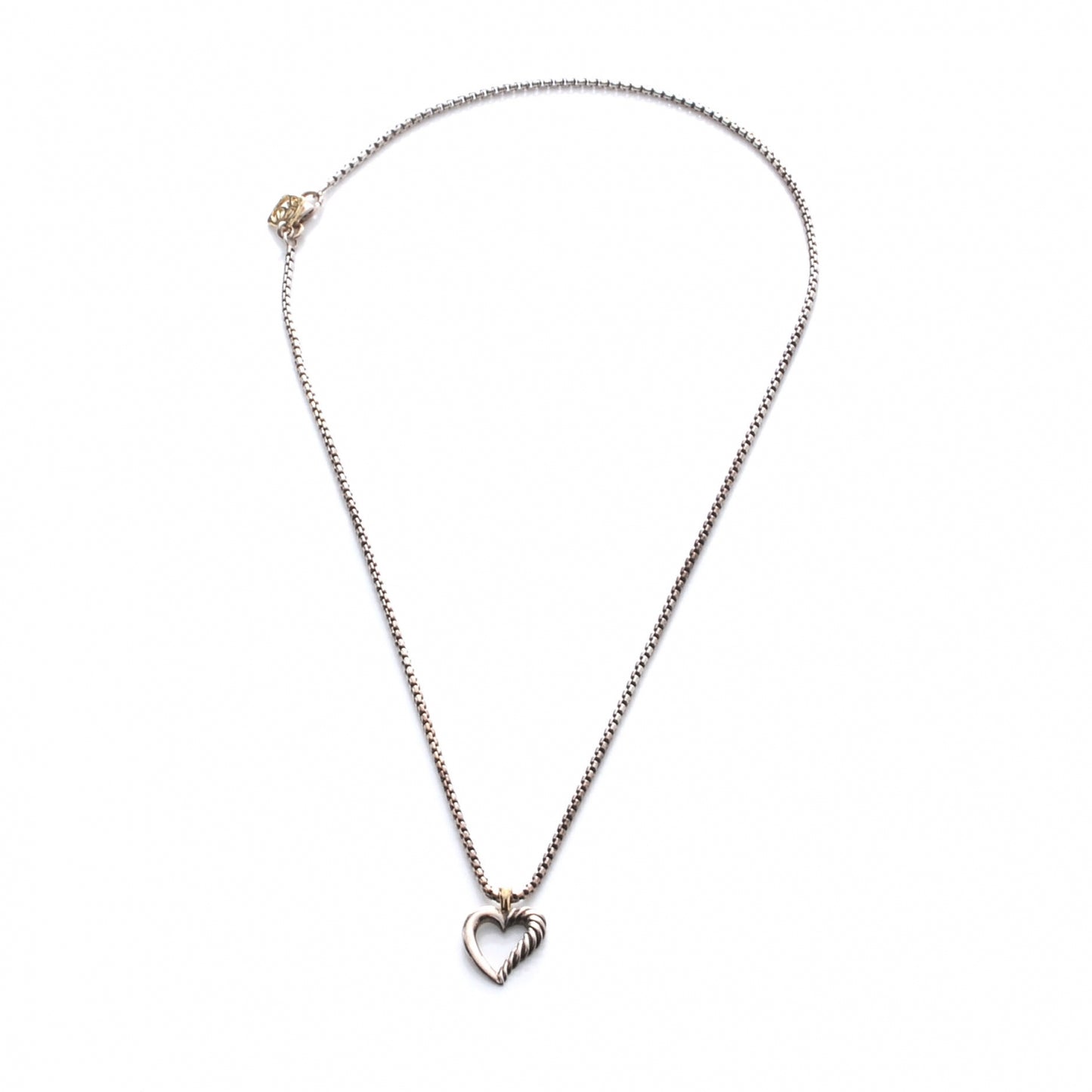 Sterling Silver 14k Cable Heart Necklace