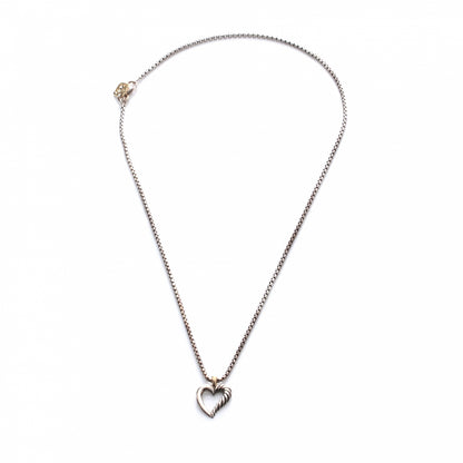 David Yurman Sterling Silver 14k Cable Heart Necklace 3 of 10