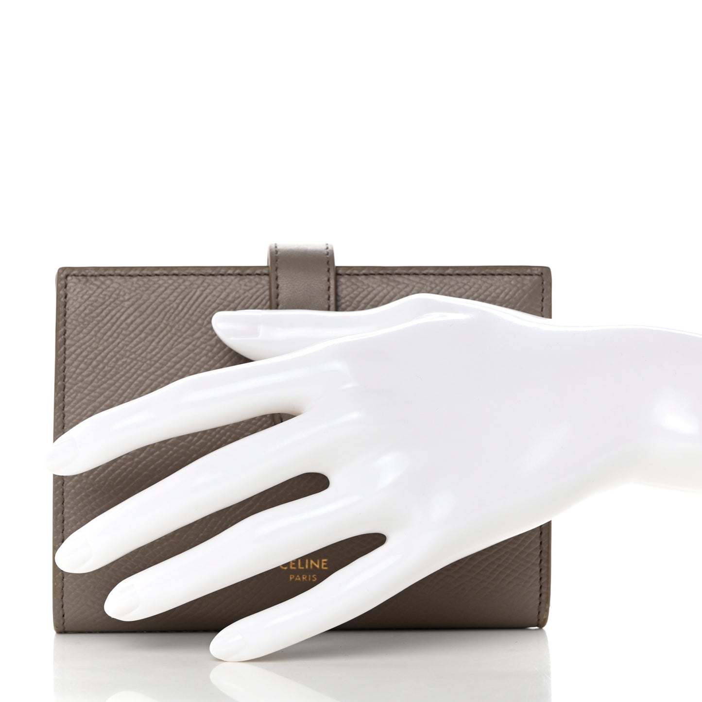 Grained Calfskin Medium Multifunction Strap Wallet Pebble
