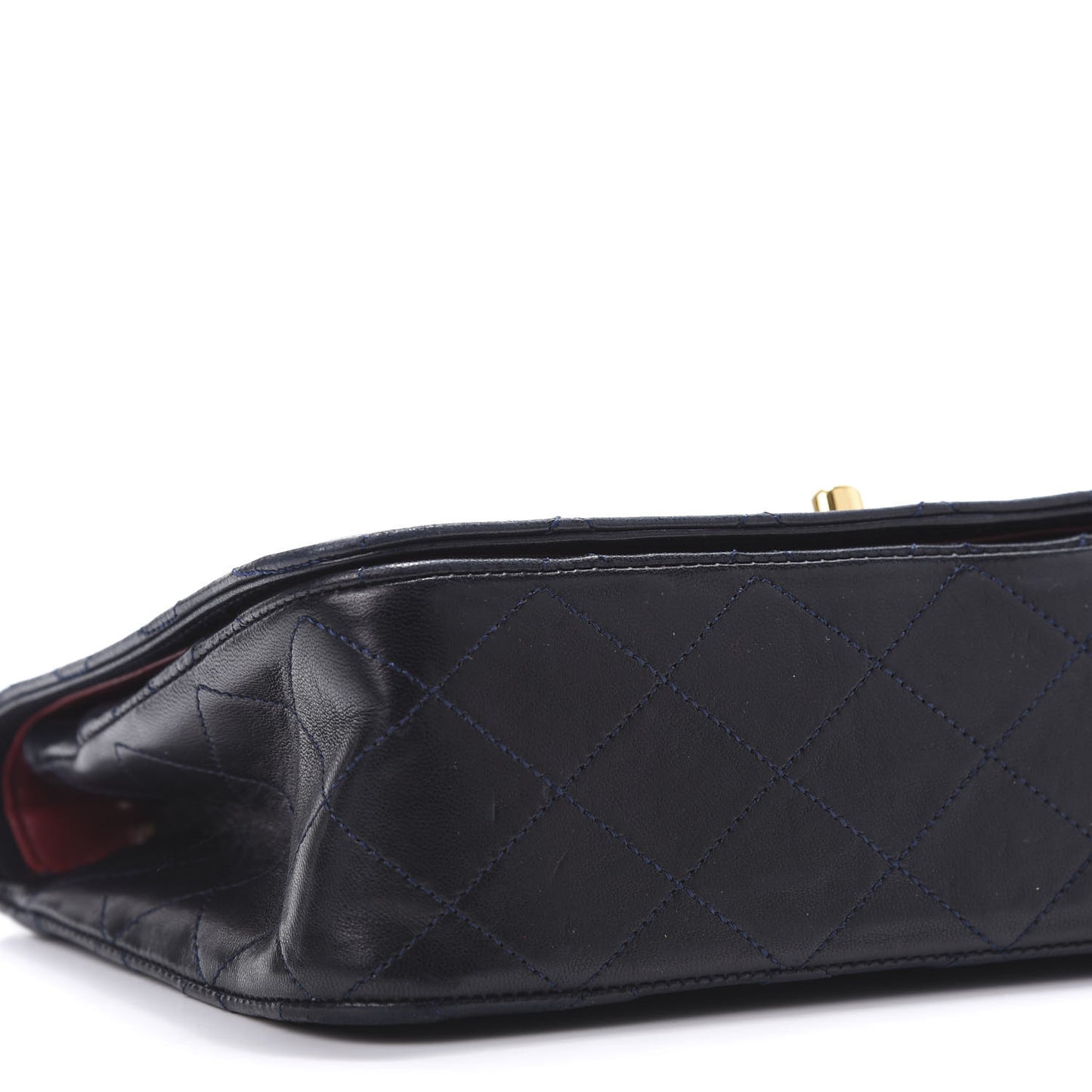 Lambskin Quilted Small Single Flap Navy
