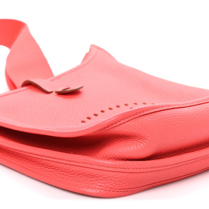Hermes Taurillon Clemence EVELYNE III PM Rouge Pivoine 9 of 10