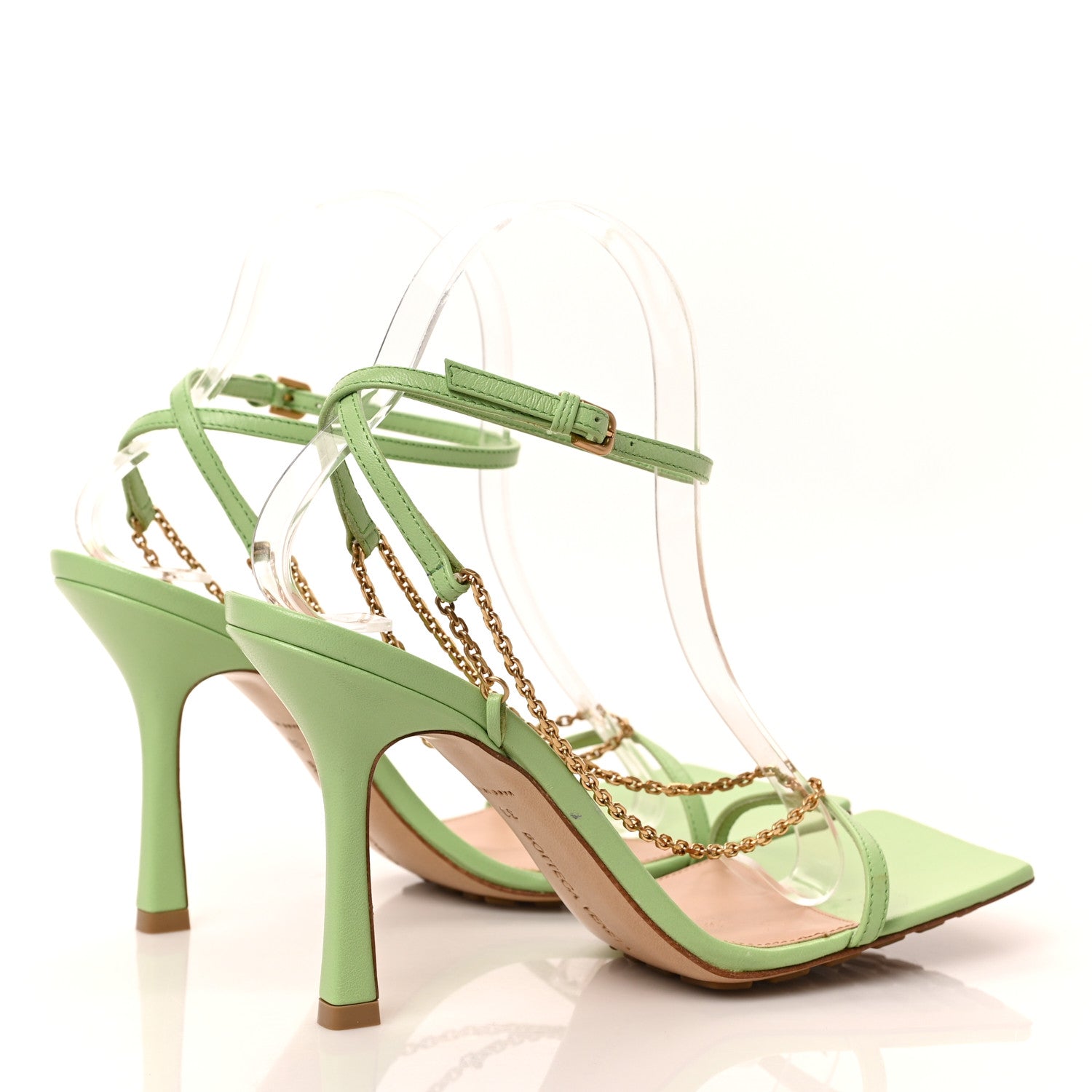 Bottega Veneta Lambskin Stretch Chain Strap 90mm Sandals 39 Pistachio 4 of 7