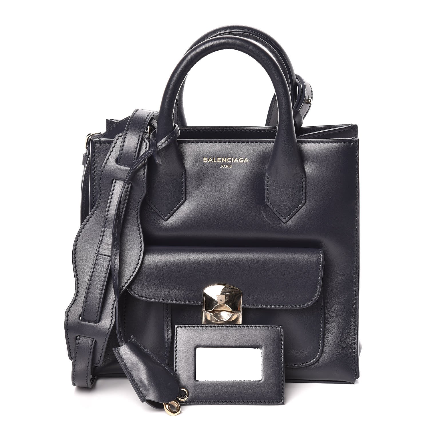 Balenciaga Calfskin Padlock Mini All Afternoon Tote Bleu Nuit 1 of 9