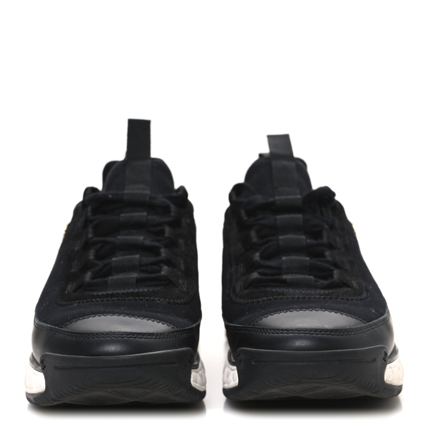 Chanel Velvet Calfskin Mixed Fibers CC Sneakers 38.5 Black 3 of 9