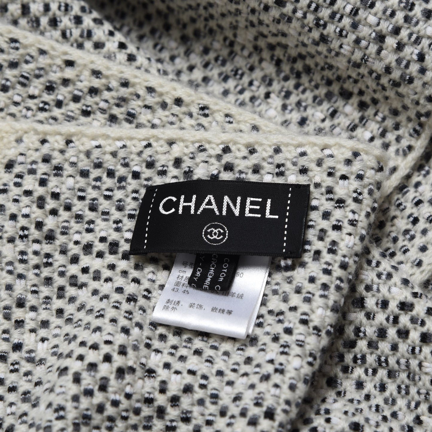 Cotton Cashmere CC Scarf Black Ivory
