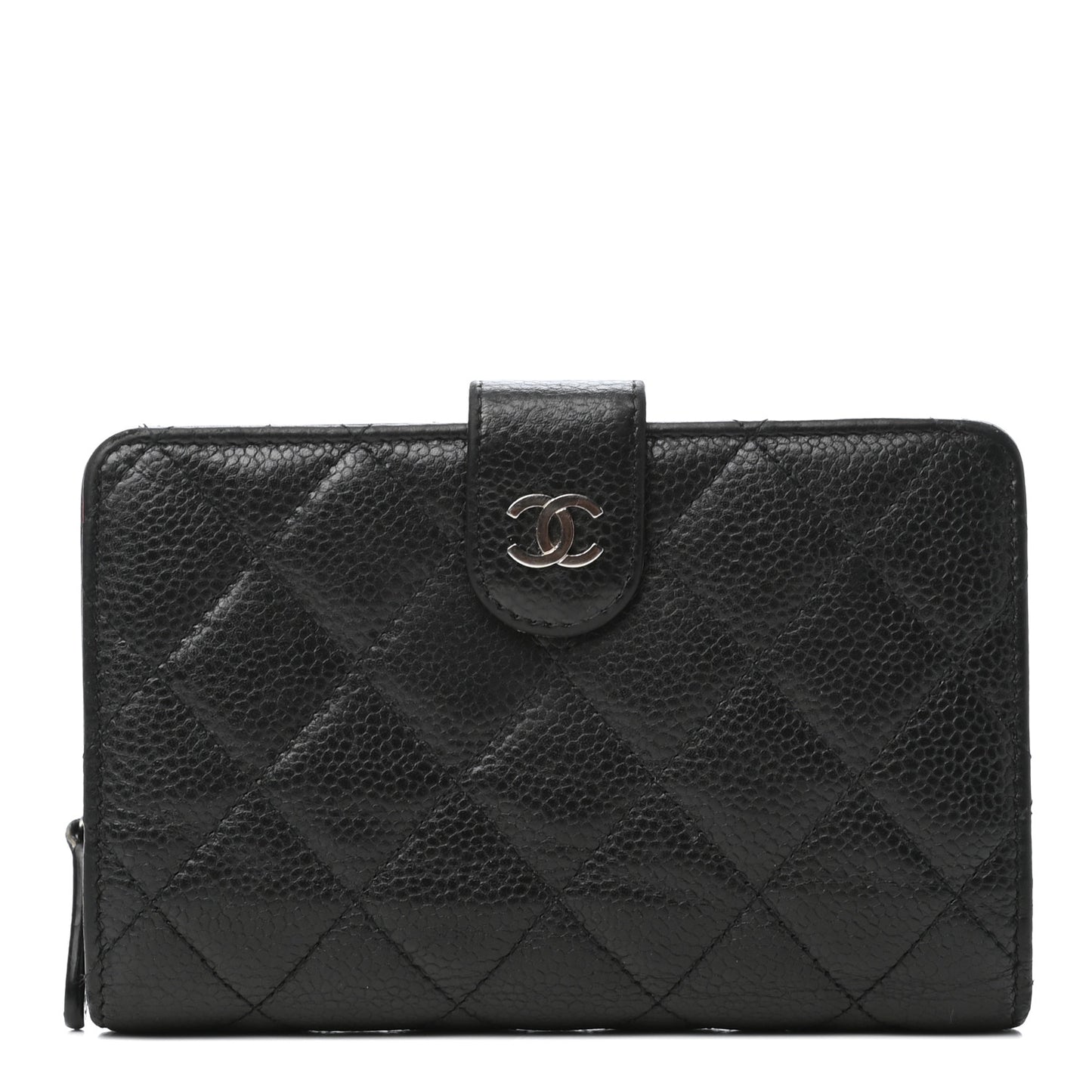 Caviar Quilted Zipped Pocket Wallet Black