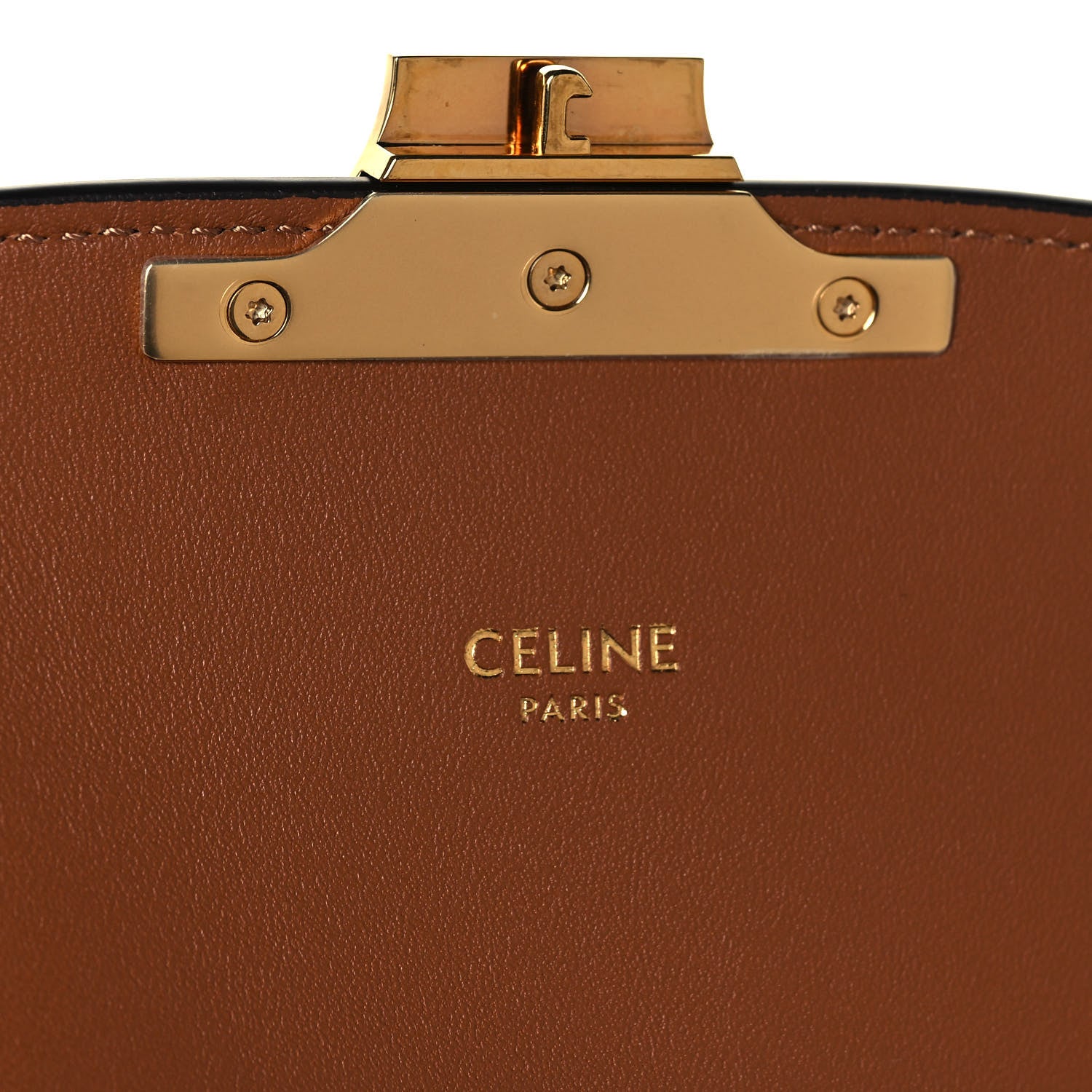 Celine Textile Calfskin Classique Triomphe Bag Natural Tan 6 of 14