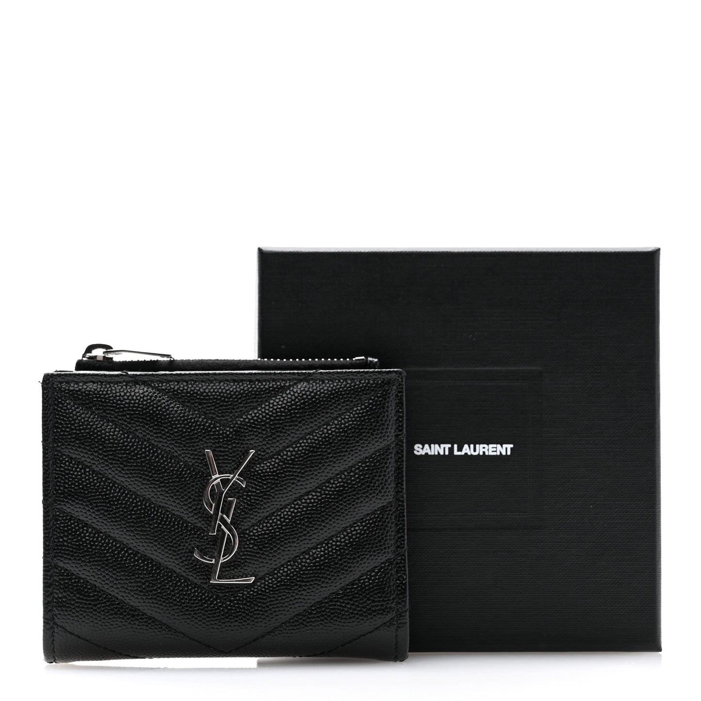 Grain De Poudre Matelasse Chevron Monogram Zipped Card Case Black