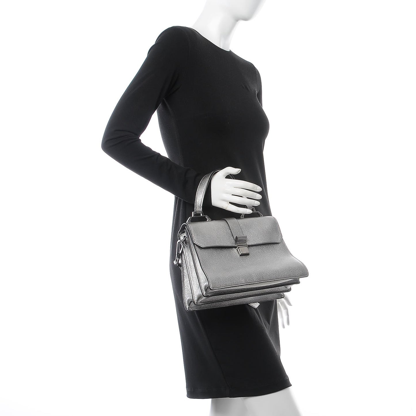 Goatskin Madras Top Handle Bag Silver