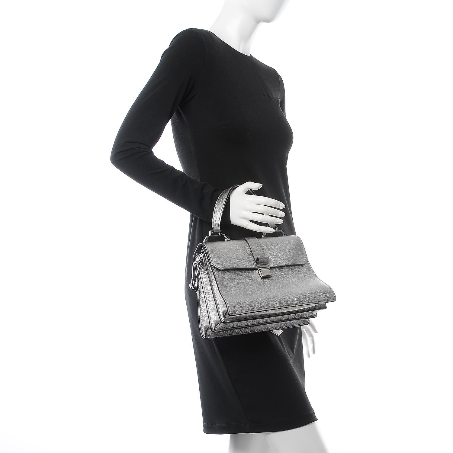 Miu Miu Goatskin Madras Top Handle Bag Silver 2 of 11