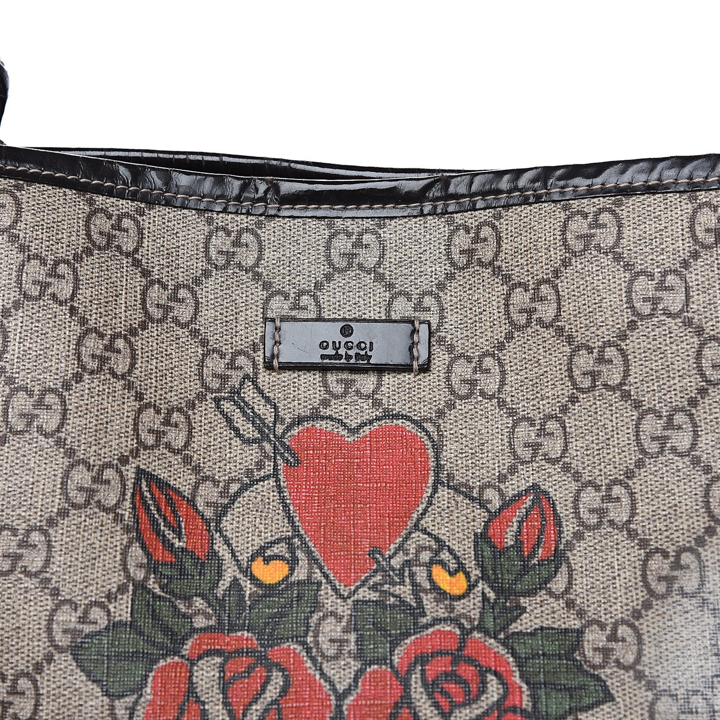 GG Plus Monogram Tattoo Heart Medium Joy Tote Dark Brown