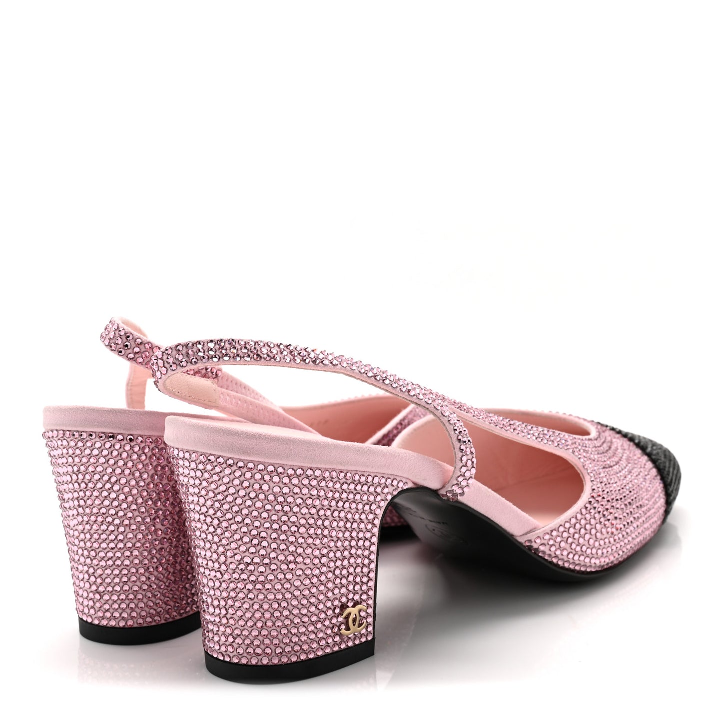 Strass Cap Toe CC Slingback Pumps 39 Pink Black