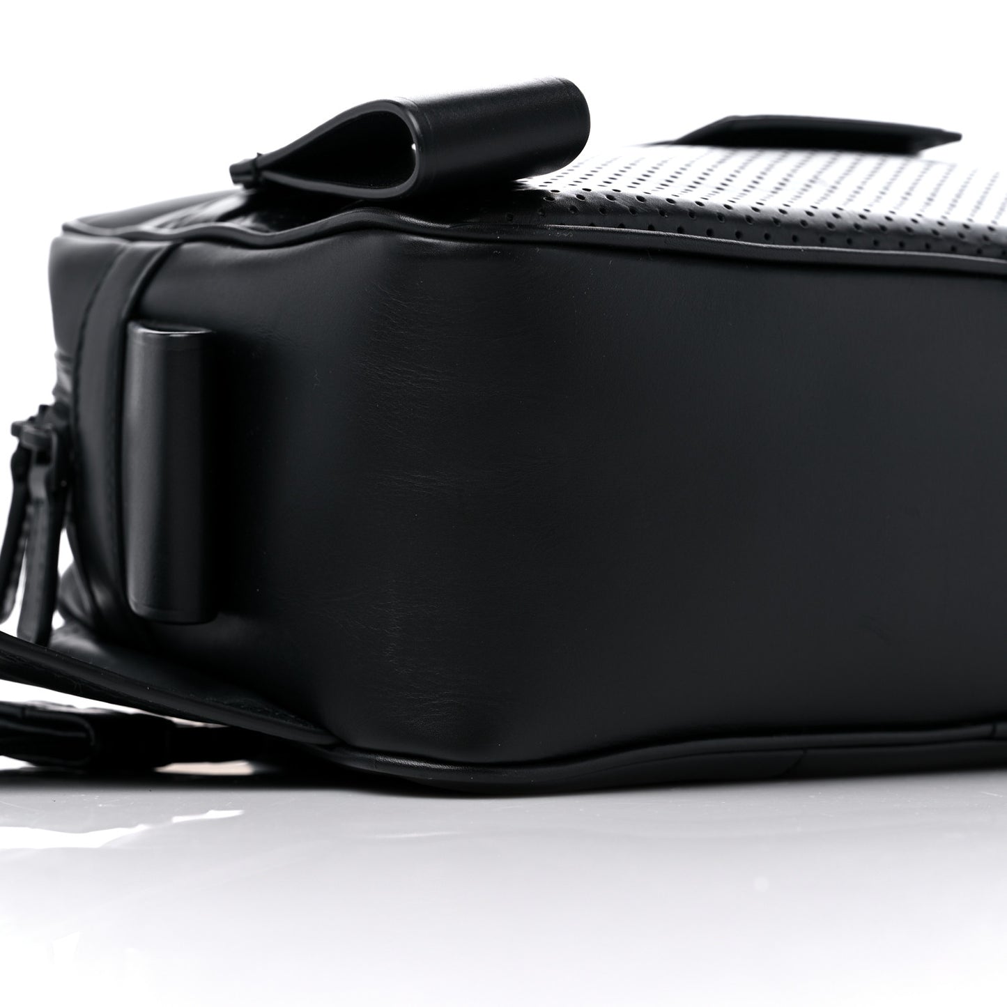 Perforated Calfskin Leggero Intrecciato Belt Bag Black