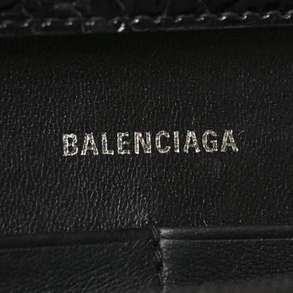 Balenciaga Shiny Calfskin Monochrome Crocodile Embossed Small Hourglass Evening Chain Bag Black 6 of 9