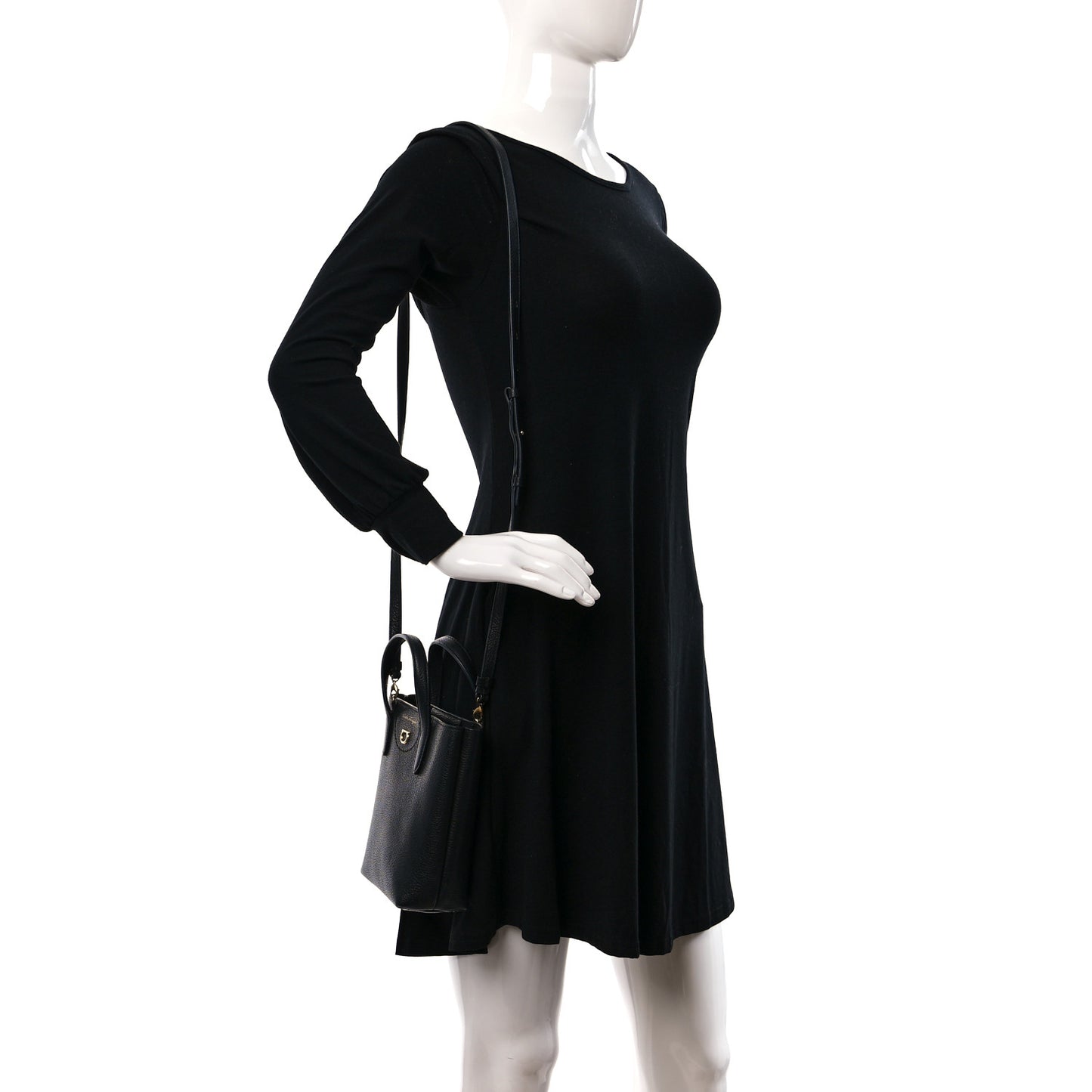 Tumbled Calfskin Gancini Mini Bag Black