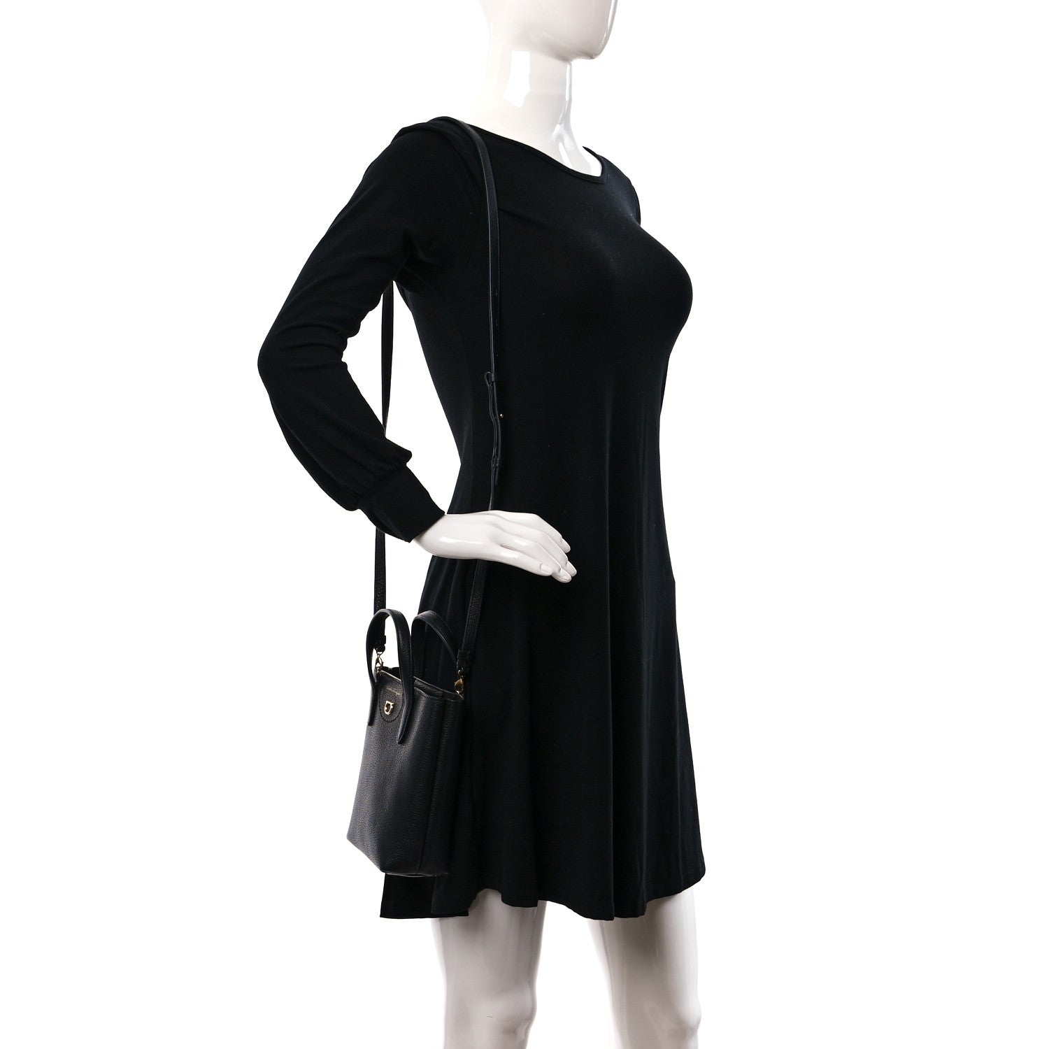 Salvatore Ferragamo Tumbled Calfskin Gancini Mini Bag Black 2 of 8