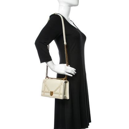 Christian Dior Lambskin Studded Small Diorama Flap Bag Off White 2 of 9