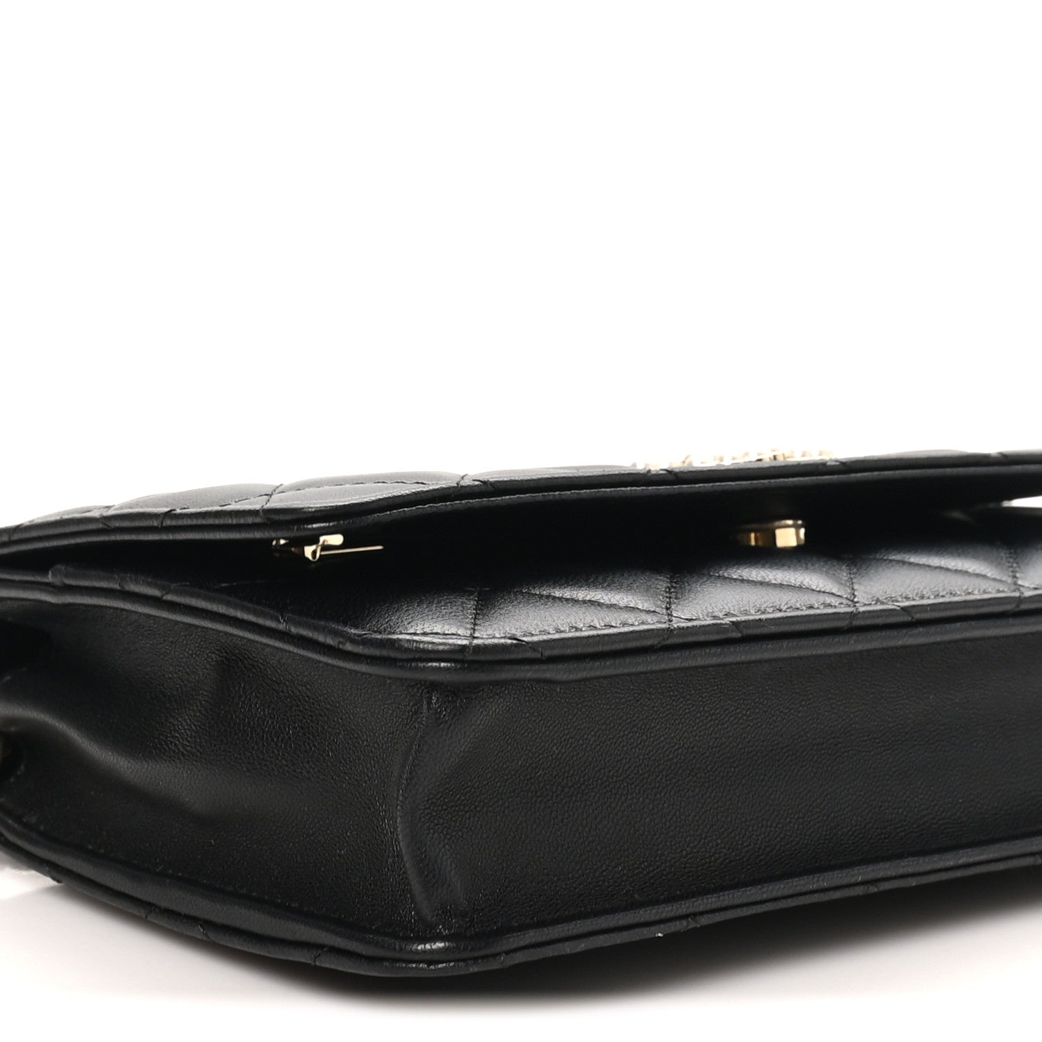 Chanel Lambskin Quilted Pearl CC Wallet on Chain WOC Black 9 of 10