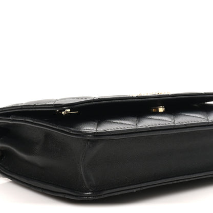 Chanel Lambskin Quilted Pearl CC Wallet on Chain WOC Black 9 of 10