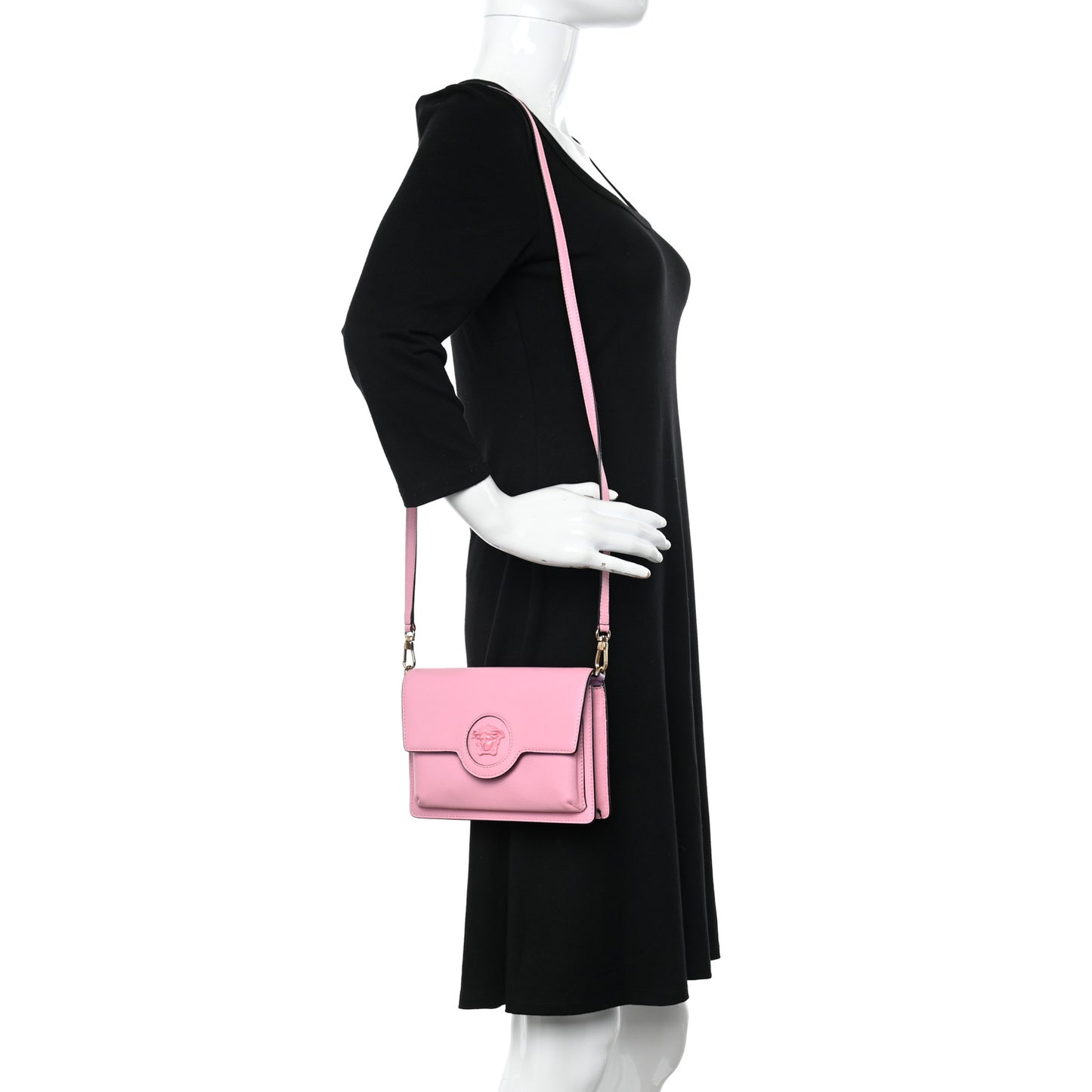 Grained Calfskin La Medusa Crossbody Bag Pink
