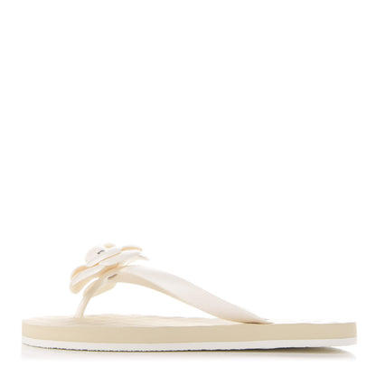 Chanel PVC Camellia Thong Sandals 38 Ivory 1 of 8