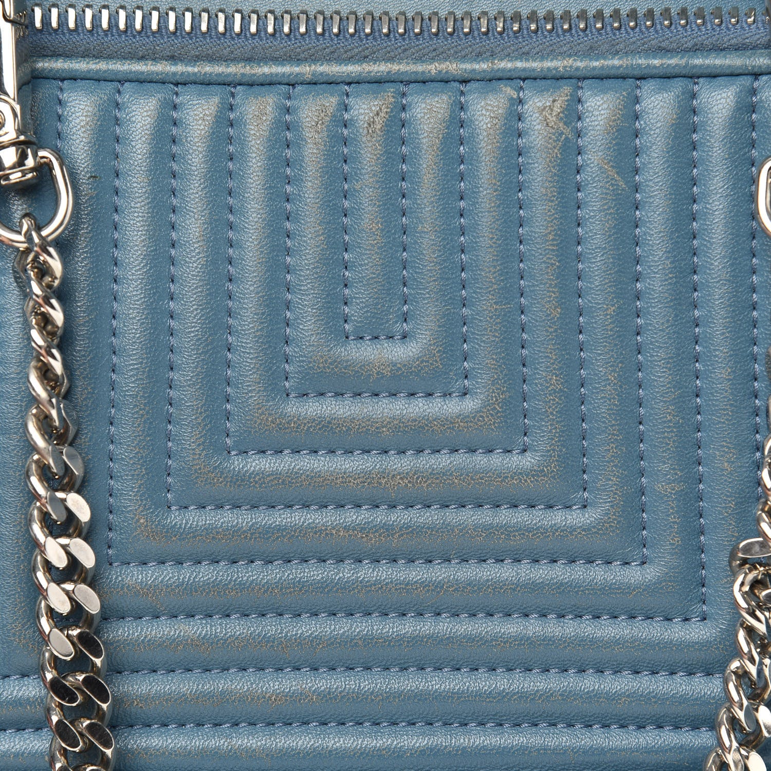 Fendi Shiny Nappa Trapuntata Small DotCom Click Top Handle Chain Satchel Blue 13 of 14