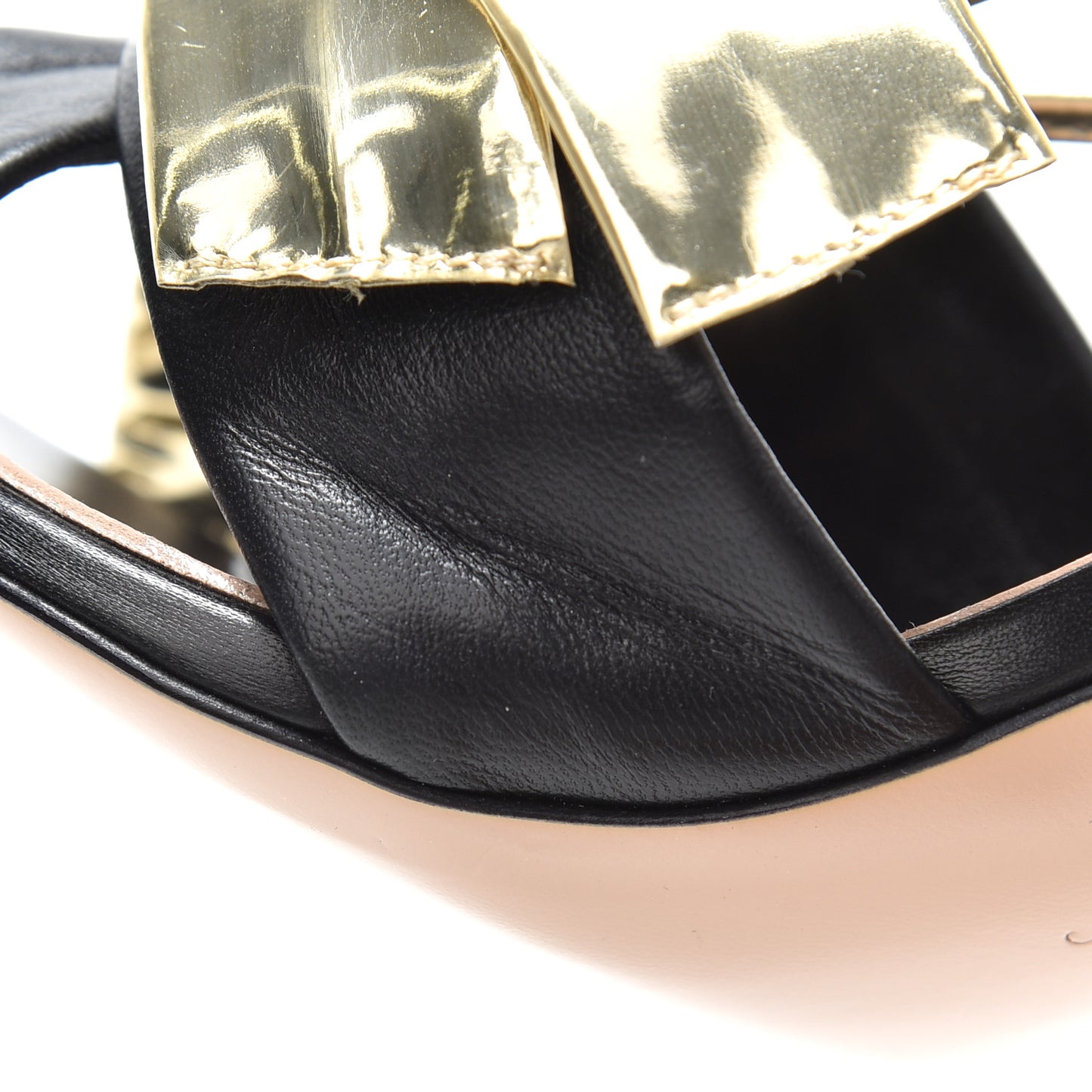 Nappa Metallic Bow Daphne High Heel Sandals 37.5 Black Platino