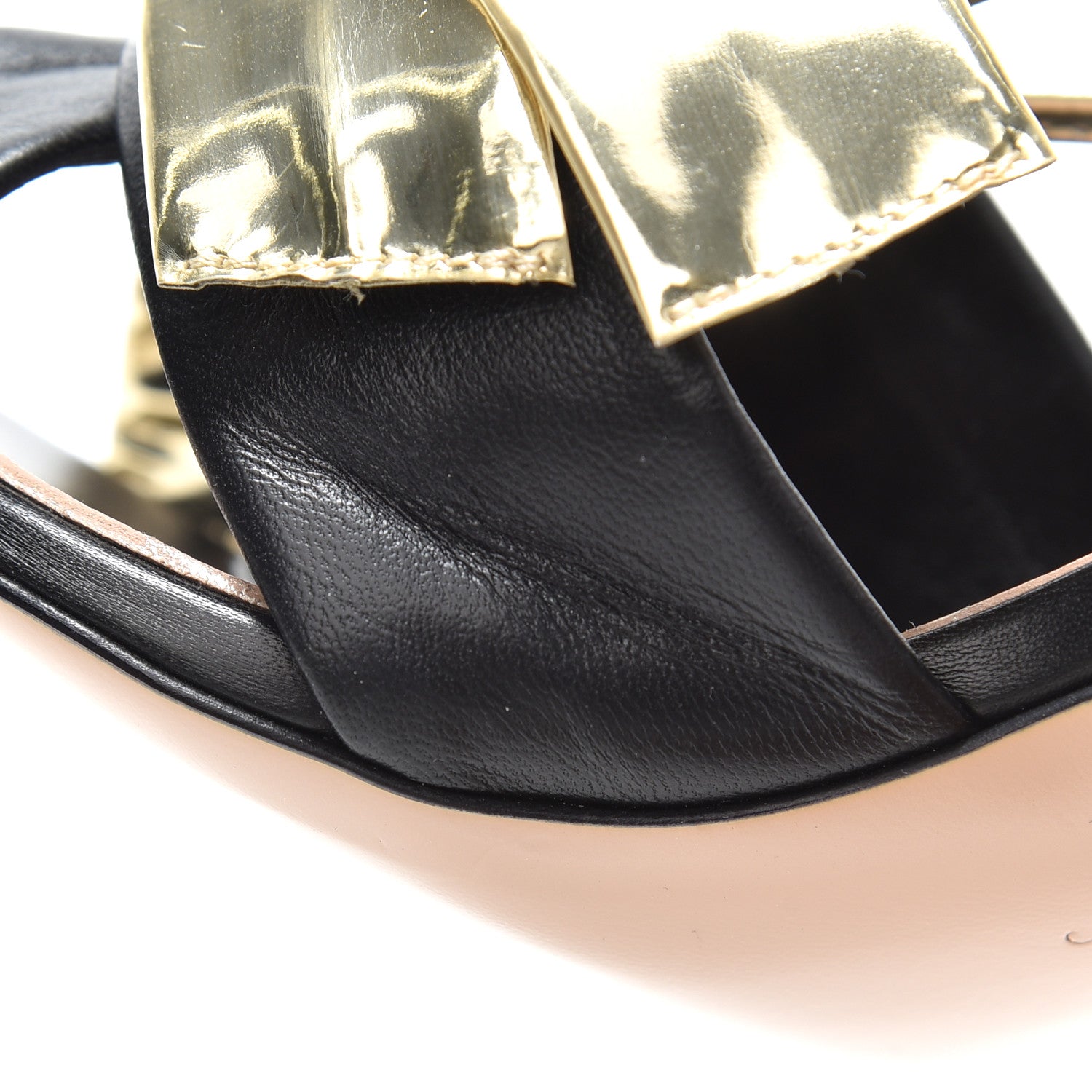 Gucci Nappa Metallic Bow Daphne High Heel Sandals 37.5 Black Platino 9 of 11