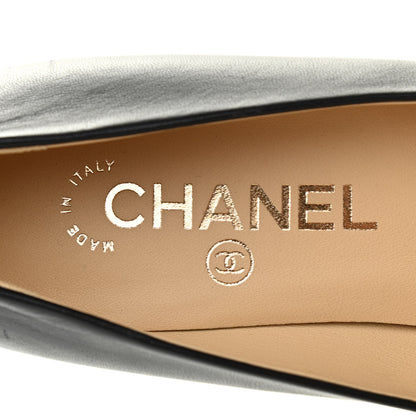 Chanel Goatskin Grosgrain Cap Toe CC Pumps 36 Black 7 of 8