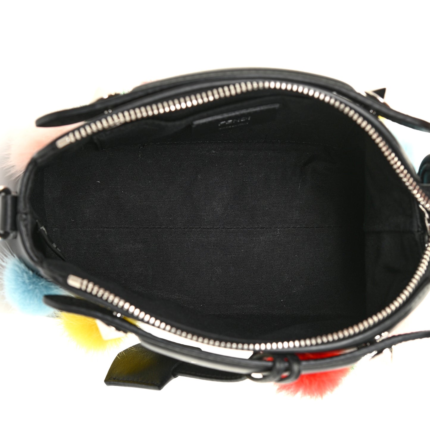 Vitello Dolce Mink Fur Pom Pom Mini By The Way Boston Bag Black Multicolor
