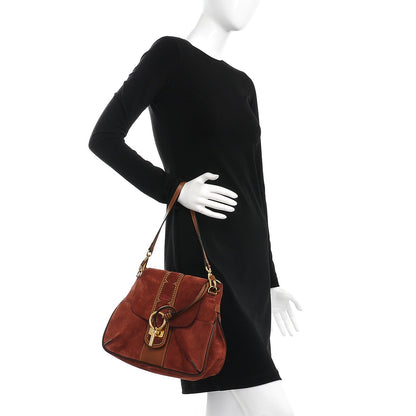 Chloe Suede Studded Small Lexa Shoulder Bag Saffron Red 3 of 14