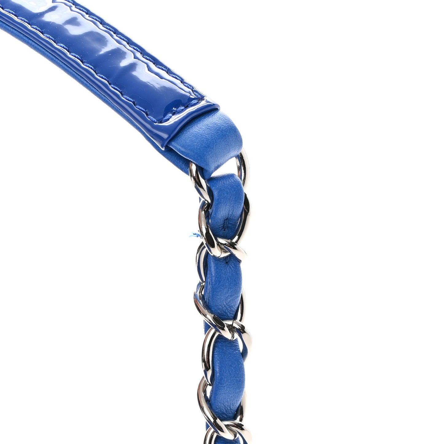 Patent Quilted Large Coco Shine Flap Blue