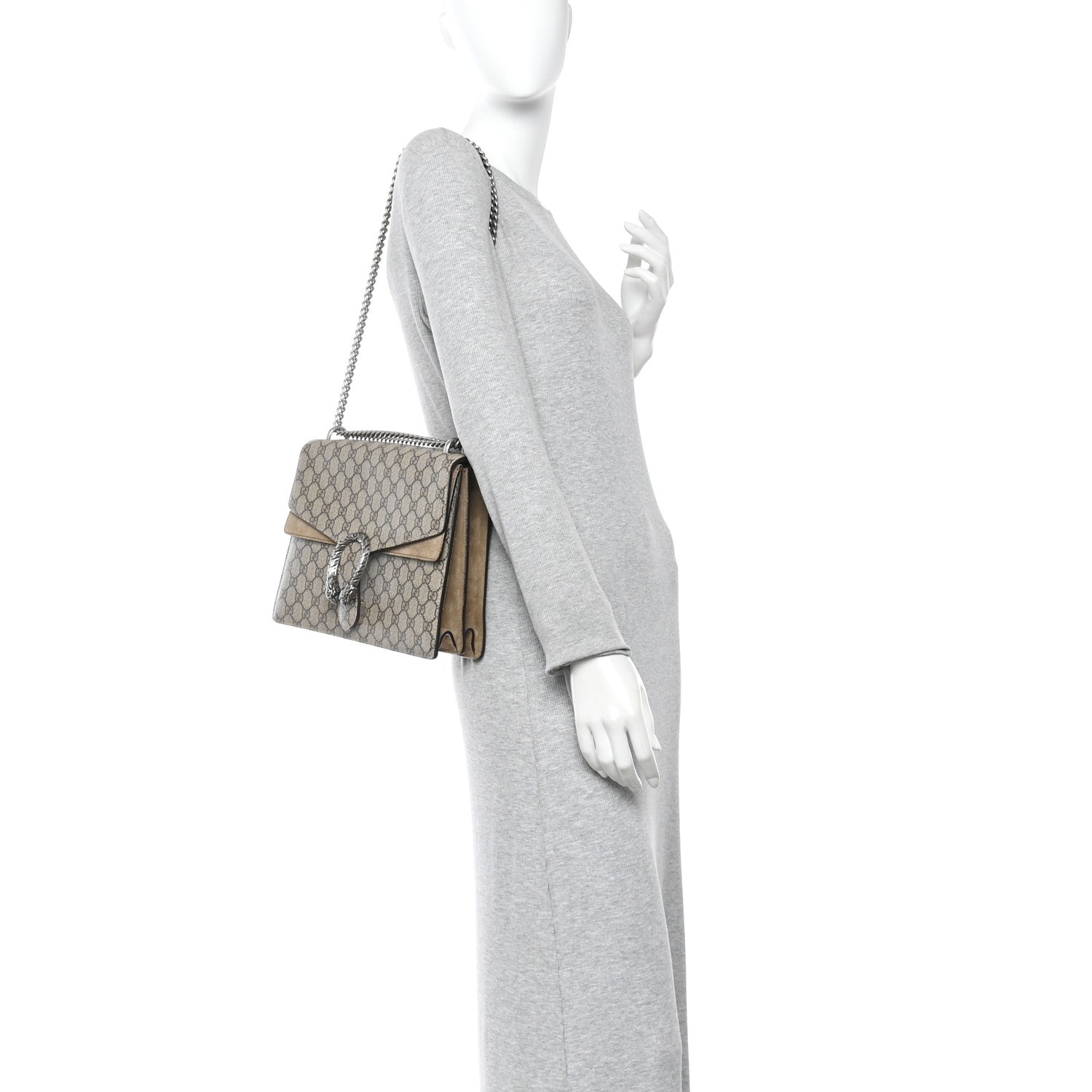 Gucci GG Supreme Monogram Medium Dionysus Shoulder Bag Taupe 2 of 10