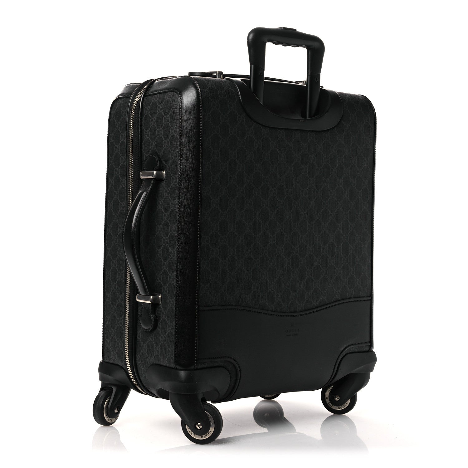Gucci GG Supreme Monogram Four Wheel Suitcase Black Grey 2 of 12