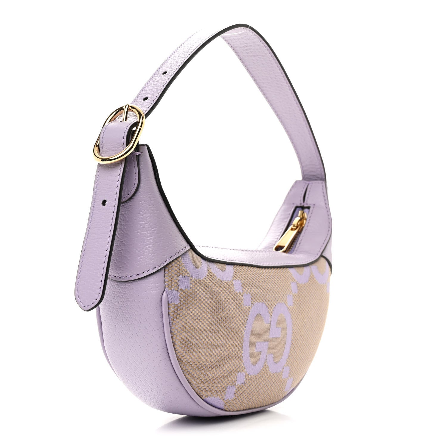 Gucci Monogram Jumbo GG Textured Dollar Calfskin Mini Ophidia Half Moon Hobo Beige Lapis 3 of 10