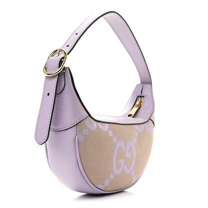 Gucci Monogram Jumbo GG Textured Dollar Calfskin Mini Ophidia Half Moon Hobo Beige Lapis 3 of 10