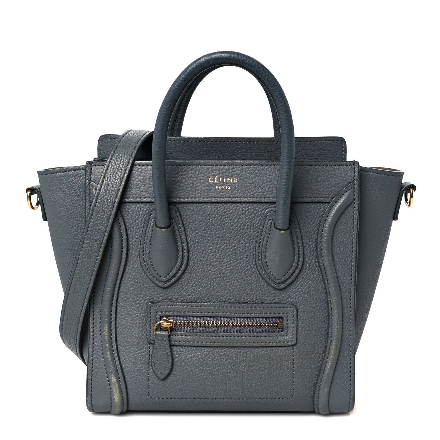Drummed Calfskin Nano Luggage Kohl