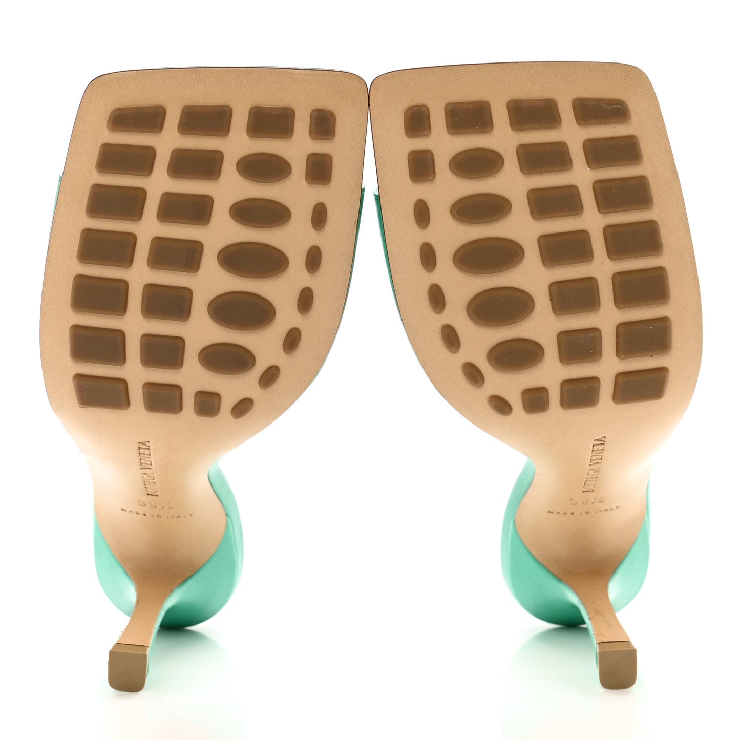 Lambskin Stretch Mule Sandals 36.5 Acid Turquoise