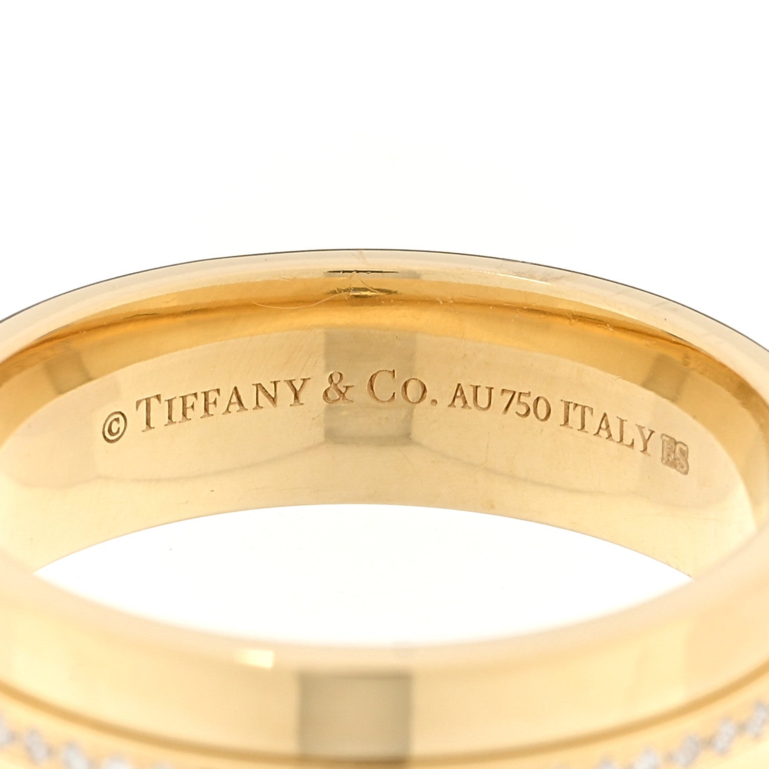 Tiffany 18K Yellow Gold Diamond Wide T Two Ring 52 6 4 of 4