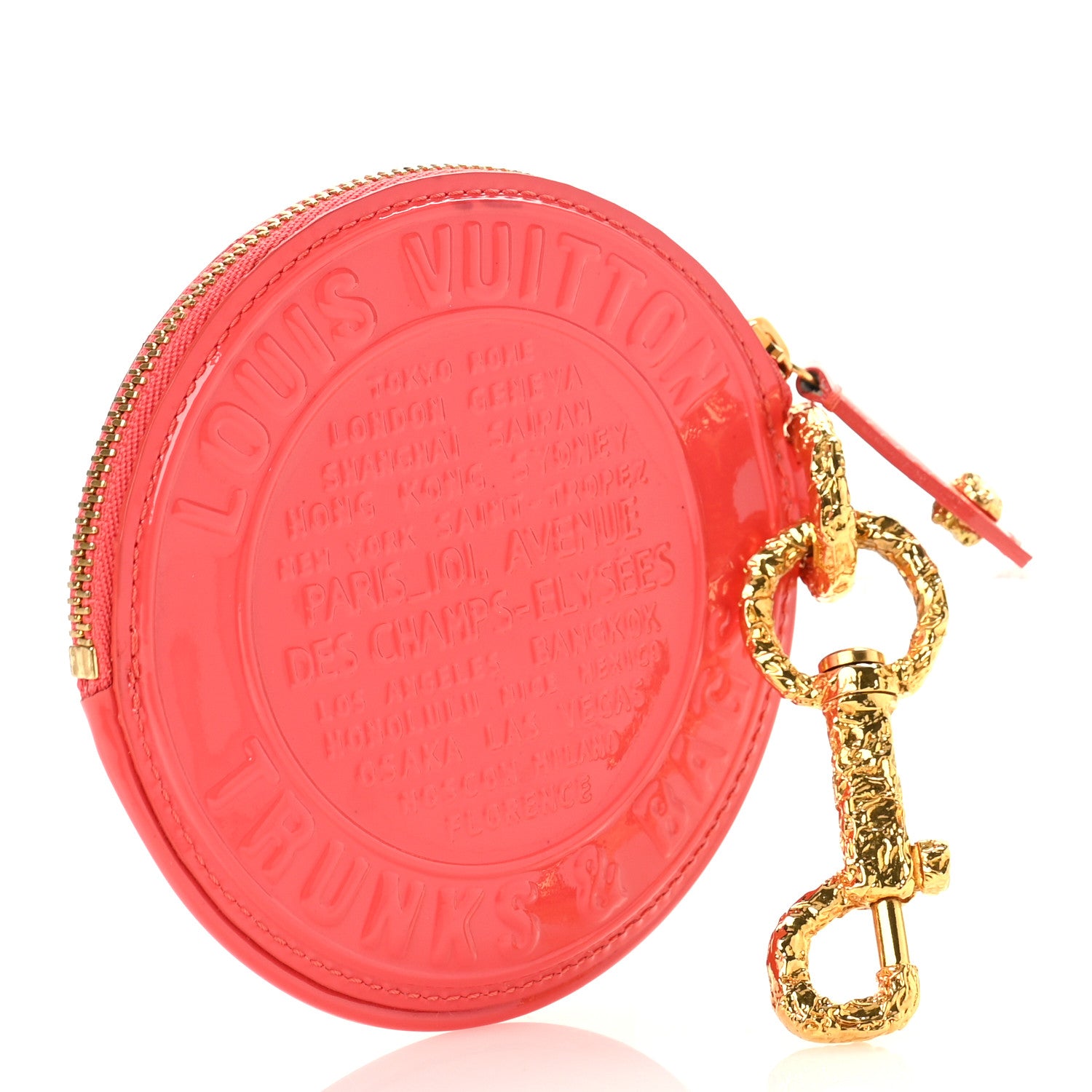 Louis Vuitton Vernis Trunks and Bags Porte-Monnaie Round Coin Purse Coral 3 of 9