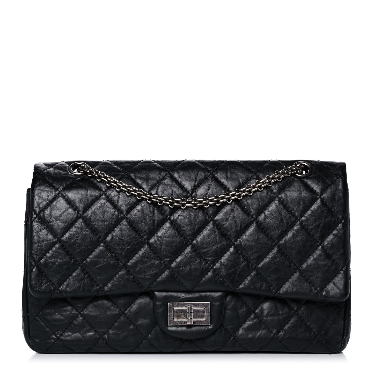 Aged Calfskin Quilted 2.55 Reissue 227 Flap Black