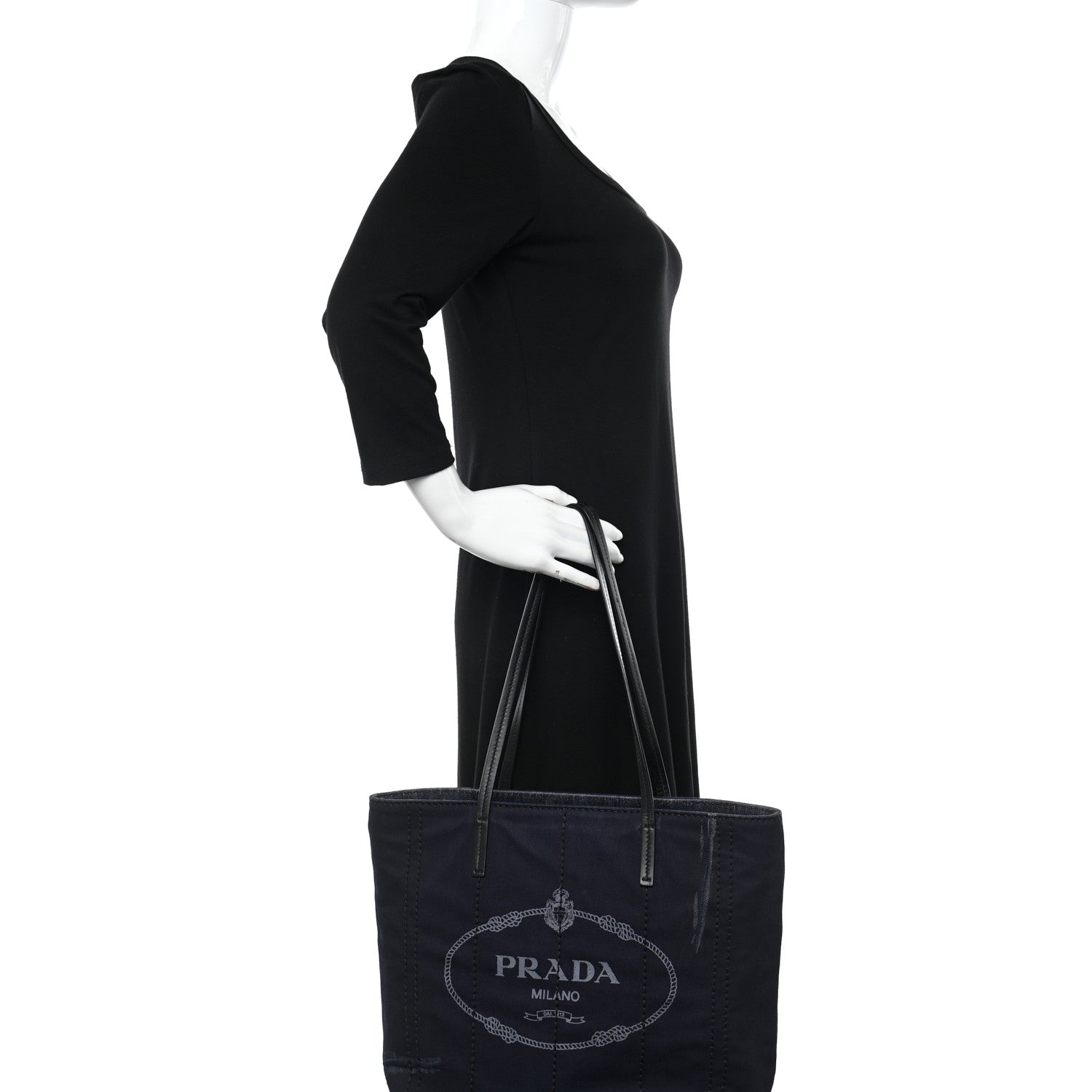 Prada Denim Logo Tote 2 of 10