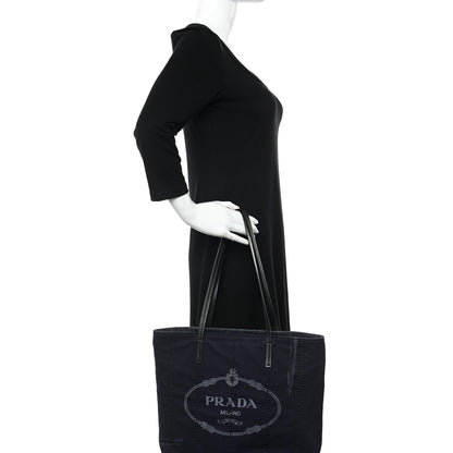 Prada Denim Logo Tote 2 of 10
