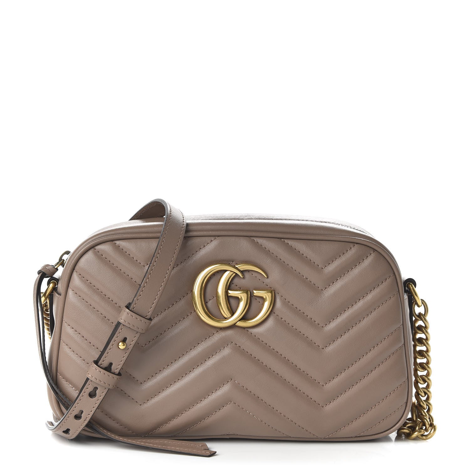 Gucci Calfskin Matelasse Small GG Marmont Chain Shoulder Bag Porcelain Rose 1 of 11