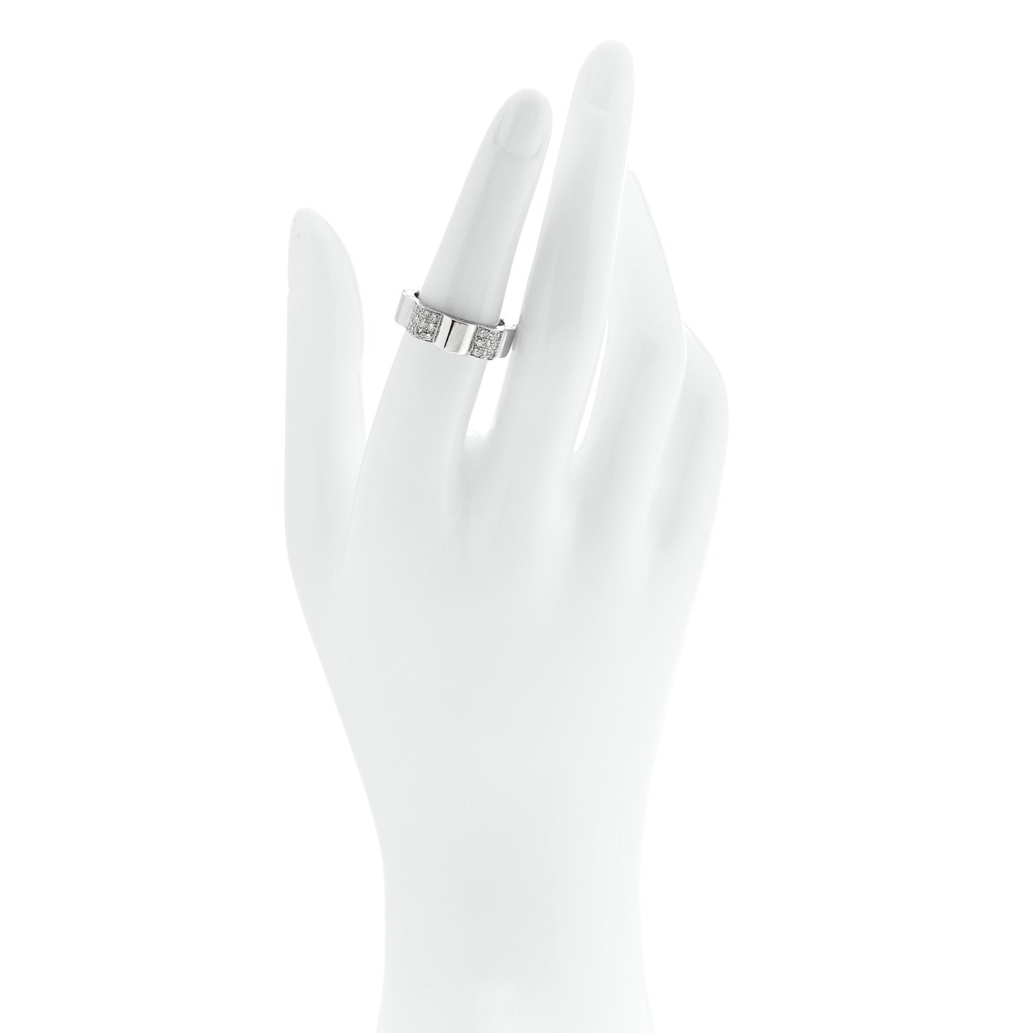 Chanel 18K White Gold Diamond Profil de Camellia Band Ring 53 6.5 2 of 5