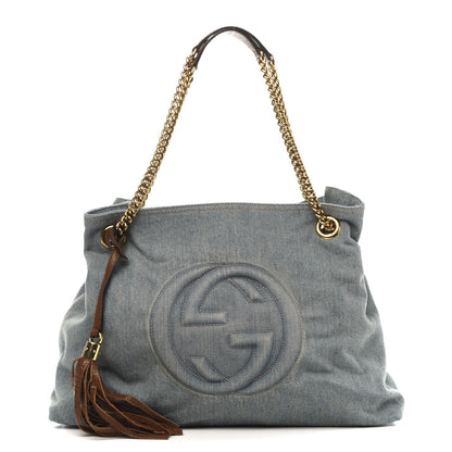 Gucci Denim Medium Soho Chain Shoulder Bag Blue 1 of 11