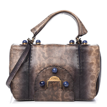 Fendi Python Secret Code Satchel Brown 1 of 10