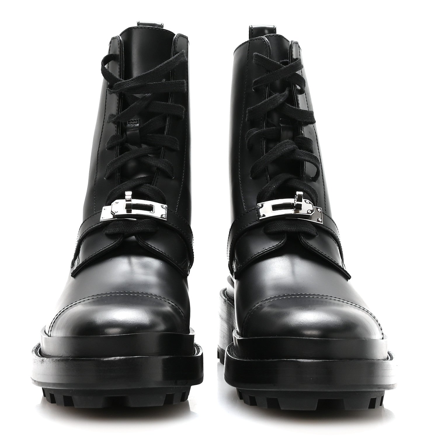 Hermes Glossed Calfskin Funk Ankle Boots 38.5 Black 3 of 9